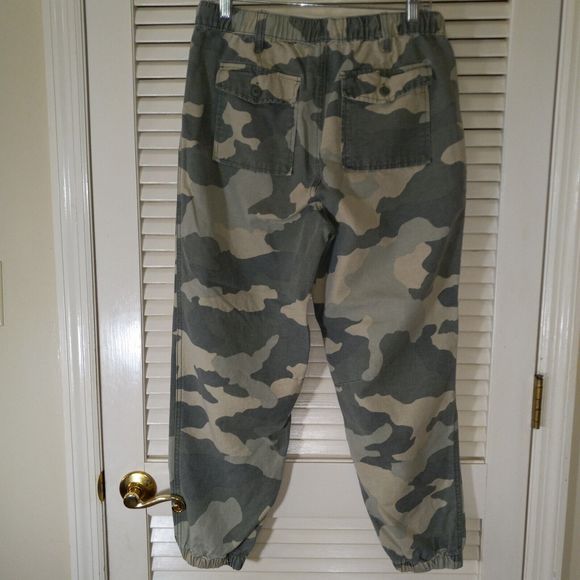Aerie Cargo Joggers Medium Pull On Elastic Waist Ankle Green Camo Camouflage - Picture 7 of 15